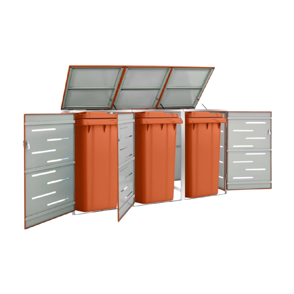 ゴミ収納ボックスセット 屋外用 金属とプラスチック 120 x 40 x 90