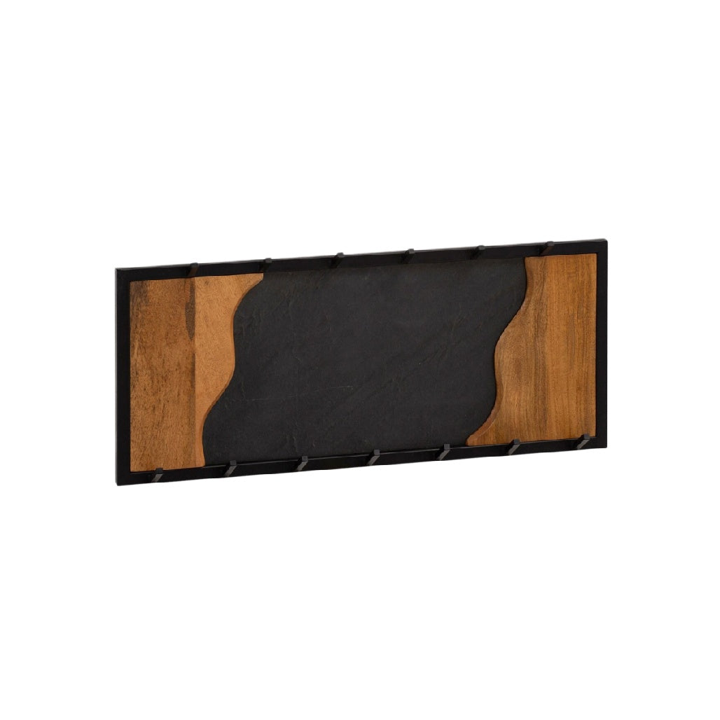 Tableau mural décoratif pour entrée en métal et bois - 40 x 15 x 2