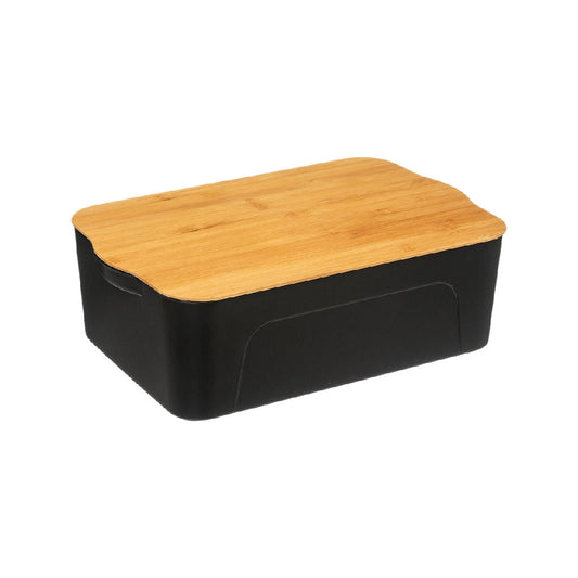 Boîte de rangement avec couvercle en bambou pour la maison - 30 x 20 x 10